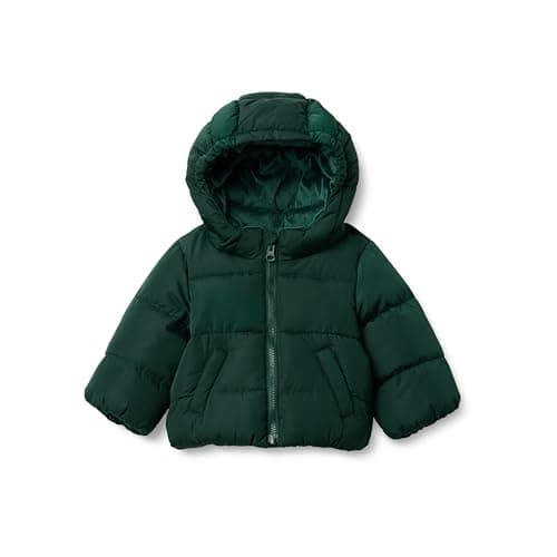 Amazon Essentials x Sofia Grainge Toddler Boys' Water-Resistant Hooded Puffer Jacket, Dark Green, 2T