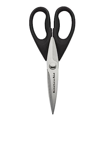 KitchenAid All Purpose Kitchen Shears with Protective Sheath Durable Stainless Steel Scissors, Dishwasher Safe, Soft Grip Comfort Handle, 8.72 Inch, Black