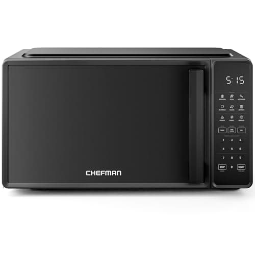 Chefman Countertop Microwave Oven 0.7 Cu. Ft., 700 Watts with 10 Power Levels, 6 Cooking Presets with One-Touch Express Cook, Eco Mode, Child Safety Lock, & Mute Button - Black