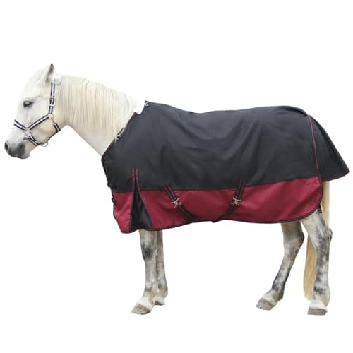 LEAFOREST 1200D Turnout Horse Winter Blanket Waterproof Breathable Snow Proof Heavy Blankets 200g Fill Sheet in The Barn, Stable, Stall, Pasture, Paddock Black Red 81 inches