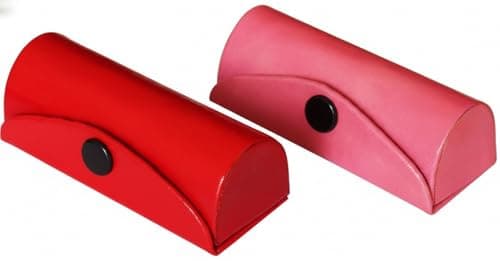 ARTISENIA Set of 2 Leather Lipstick Case Holder Organizer Bag for Purse with Built-in Mirror | Soft Durable Leather Lipstick Storage Box | Travel Cosmetic Holder (Red & Pink)