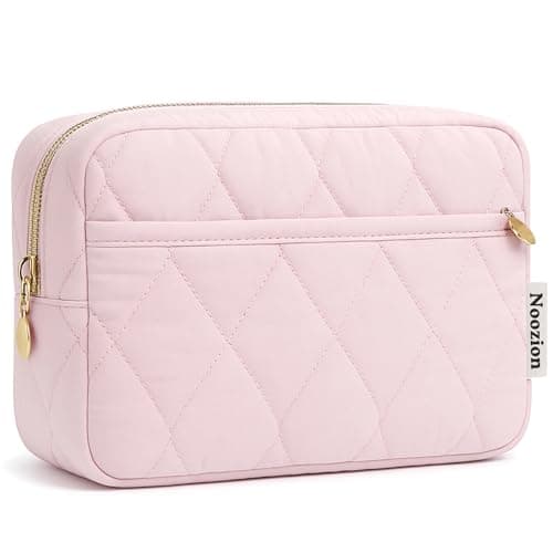 Noozion Makeup Bag, Travel Cosmetic Bag, Puffy Padded Toiletry Bag for Women, Makeup Organizer Case, Wide-open Pouch Purse, Travel Essentials