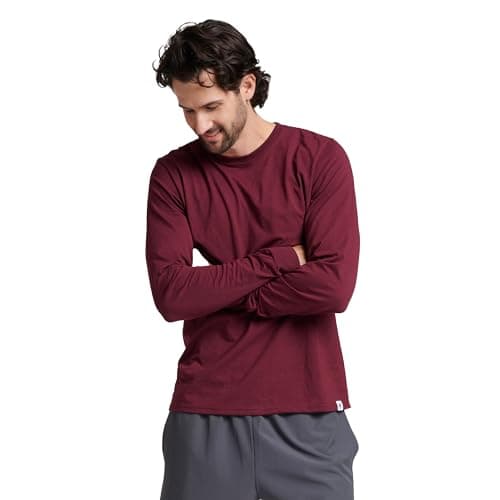 Russell Athletic Mens Cotton Performance Long Sleeve T-Shirts T Shirt, Maroon, X-Large US