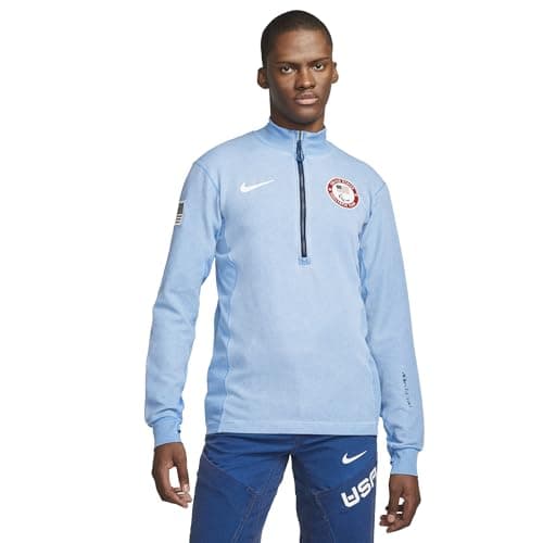 Nike ACG Dri-FIT ADV Team USA 2022 Beijing Winter Paralympic Men's Long-Sleeve 1/2-Zip Top (US, Alpha, Medium, Regular, Regular, Court Blue/White)