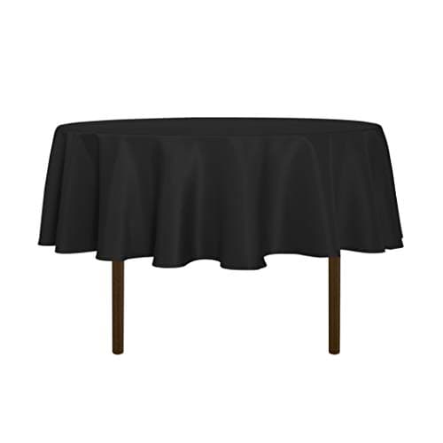 sancua Round Tablecloth - 60 Inch - Water Resistant Spill Proof Washable Polyester Table Cloth Decorative Fabric Table Cover for Dining Tables, Buffet Parties and Camping, Black