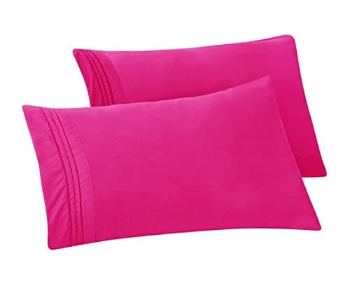 Elegant Comfort Solid Pillowcases 1500 Premium Hotel Quality Microfiber - Smooth Weave, Wrinkle and Stain Resistant, Easy Slip-On, 2-Piece Set, Standard/Queen Pillowcase, Pink