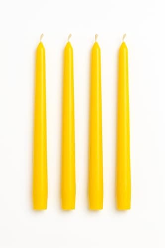 Dinil Yellow Taper Candles – 10 Inch Tapered Candles Set of 4 – Unscented Taper Candles – Decorative Long Candlesticks for Decoration, Festival, Dinner, Party – Long Burning Time – Yellow