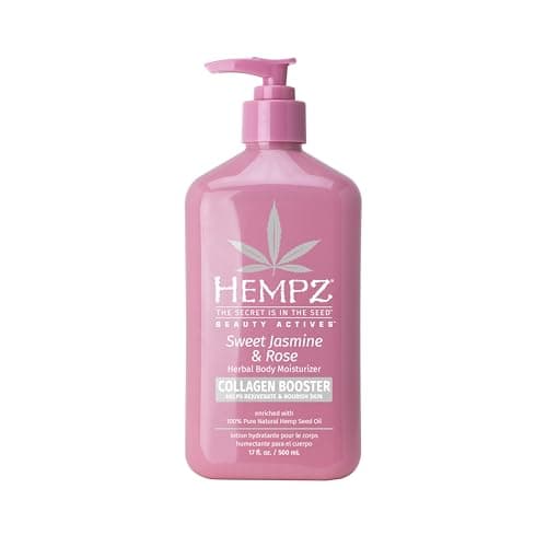 Hempz Sweet Jasmine & Rose Herbal Body Moisturizer for Women, 17 Fl. oz. - Moisturizing Lotion with 100% Pure Hemp Seed Oil, Collagen, Shea Butter - Hydrating Vegan Lotion for Dry Skin