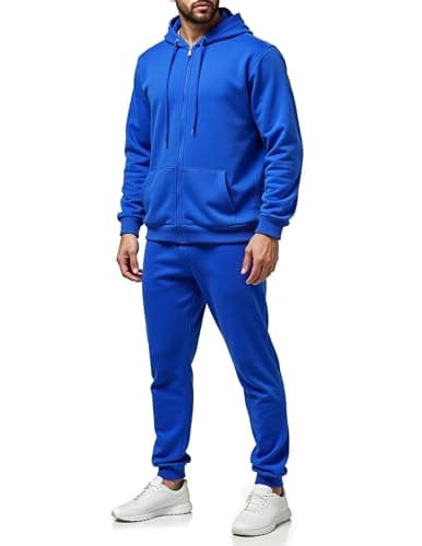 LUYIJIESHENG jogging suits for Men's Royalblue hoodies zip up 2 Piece Set Drawstring Long Sleeve Casual Tracksuits Sweatsuit for Jackets and Pants Sports Set Sportswear with Pockets XL