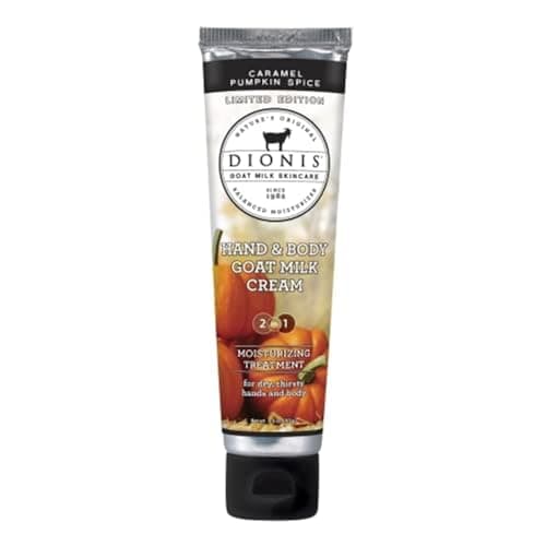 Dionis Goat Milk Skincare 3.3 oz Caramel Pumpkin Spice Scented Hand & Body Cream - Travel Size Hand Lotion For Hydrating & Moisturizing Dry Skin, Good For All Skin Type