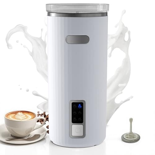 Kndko Electric Milk Frother, 6-in-1 Milk Frother and Steamer, Automatic Warm and Cold Foam Maker and Milk Warmer for Latte, Cappuccino, Macchiato, Perfect for Home and Office Use, Easy to Clean, White
