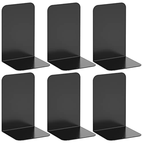 VFINE Bookend, Black Metal Book Ends, Book Ends for Shelves Heavy Duty Bookends, Bookend for Shelves, Book Ends for Heavy Books,Bookend Stopper, Black Bookends 3 Pairs