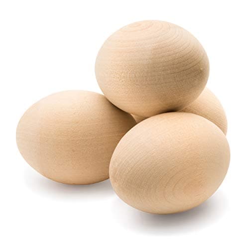 Fake Eggs to Paint, Pack of 5 Smooth Standable Wooden Eggs for Crafts, 3-1/4 Inch Wooden Easter Egg Decor, Wood Chicken Egg to Paint & Dye, by Woodpeckers