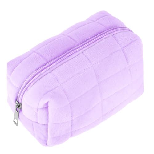 Sibba Makeup Bag Soft Pouch Pencil Case Aesthetic Cosmetic Pouch Bathroom Shower Fuzzy Plush Toiletry Organizer Make Up Organize Accessories Travel Bag Y2k Purse Containers Women (Purple)