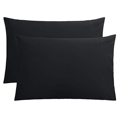 FLXXIE Microfiber Pillow Cases Queen Size Set of 2, Soft Pillowcases with Envelope Closure, Wrinkle Resistant Pillow Covers, 20x30, Black