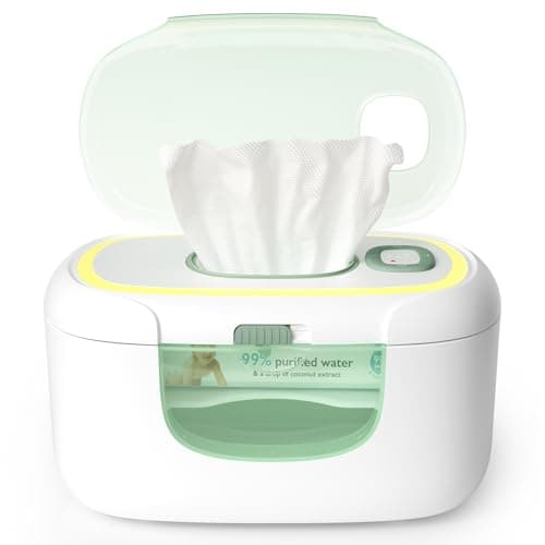 Momcozy New Baby Wipe Warmer, 100pcs Larger Capacity Wipe Dispenser, 10-Min Fast Heating with 4 Temperature Modes, Innovative Spring Design, Silicone & Top Seals,Quick Even Heating, 3-Level Nightlight