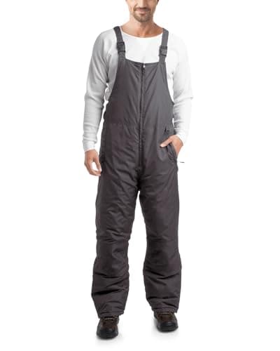 Arctic Hero Mens Bib Overalls - Insulated Waterproof Bibs Snow Pants Men Shoulder Strap Snowboard Pants with Pockets (S-2XL), Size X-Large, Grey