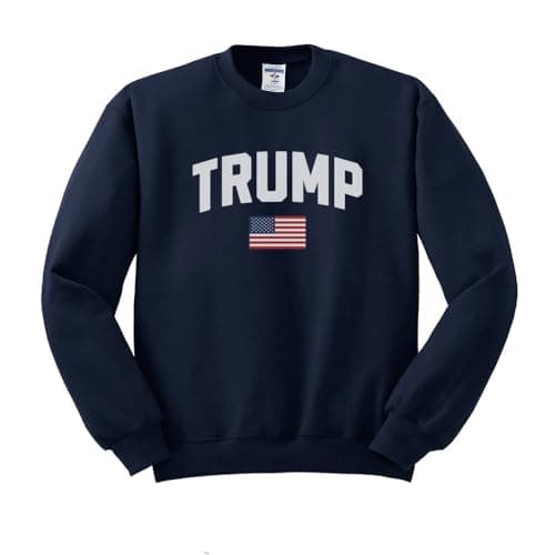TeesAndTankYou Arch Trump USA Sweatshirt Unisex Medium Navy