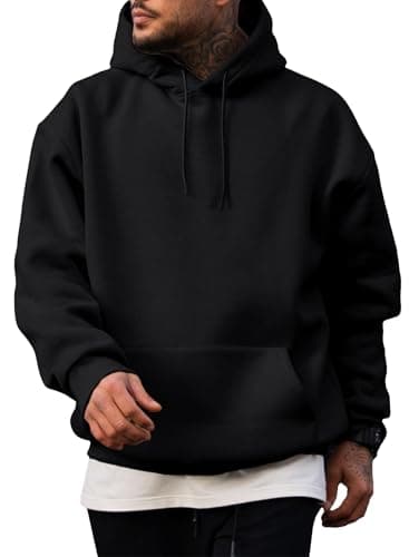 JMIERR Fall Sweatshirts for Mens Comfy Simple Plain Drawstring Hoodies Collar Fleece Long Sleeve with Pockets Hooded Pullovers Casual Loose Fit Shirts Cotton Sweater Black