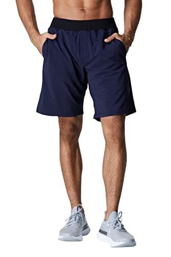 Fabletics Men's The Franchise Short (Unlined), Workout, Training, Gym, Lightweight, Athletic Shorts with Zip Pockets, Stretch Woven, L, Navy, 9" Inseam