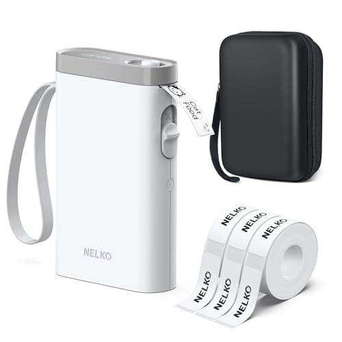 Nelko Label Maker Machine with Tape, P21 Bluetooth Label Printer with 3 Tapes & Case, Wireless Mini Label Makers with Multiple Templates Icon Font Custom for School Office Home, White