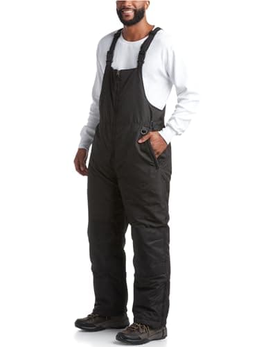 Cherokee Mens Snow Bibs - Durable Insulated Waterproof Snow Bibs Overalls for Men - Work Coveralls for Men (Size: S-3XL), Size Large, Black