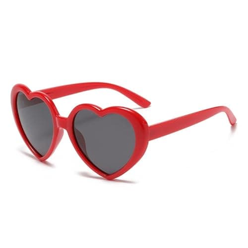 FADXIN Polarized Heart Shaped Sunglasses Oversized Vintage Fashion Love Eyeglasses Party Shopping Favors (Red)