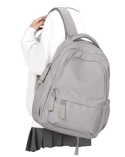 winspansy Small Backpack For School Girls Boys Aesthetic Lightweight Travel Daypack Simple Cute Backpack For Women Men College High School Bookbag Fit 14 Inch Laptop,Rrey Brown