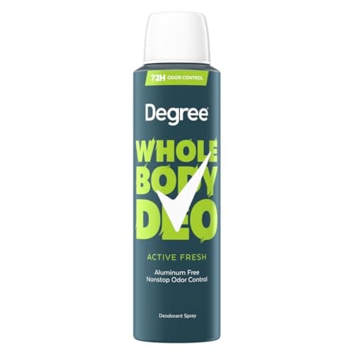 Degree Men Whole Body Deodorant Spray for Men, Active Fresh Scent, Aluminum Free 72H Odor Protection 4 oz