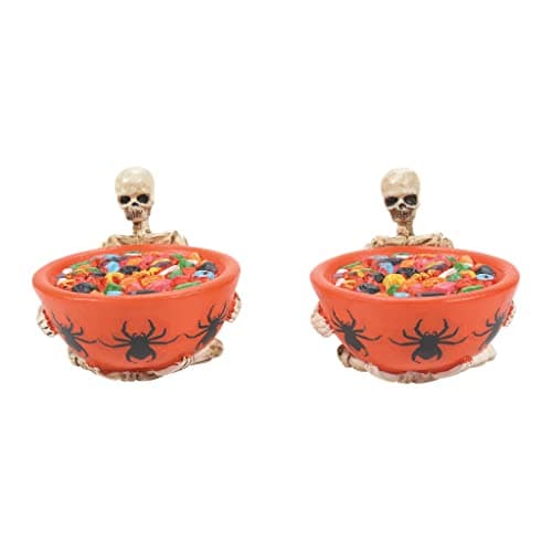 Department 56 Village Halloween Accessories Trick or Dare Treat Skeleton Bowls Figurine Set, 1.75 Inch, Multicolor