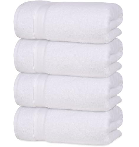 Quick-Dry, Soft & High Absorbent Hand Towels 16"x29" Cotton Turkish Hand Towel Set of 4 | Daily Use 100% Cotton Towels for Bathroom, Gym & More | Bathroom Hand Towels (4 Pcs, White)