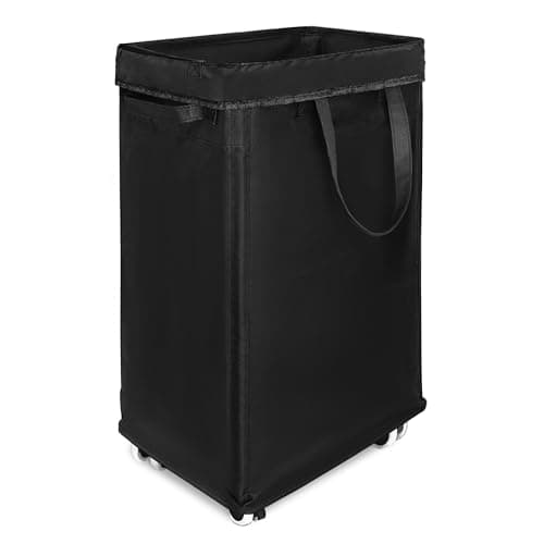 HONCESTA Laundry Basket with Wheels, 75L Rolling Laundry Hamper with Removable Bag, Slim Large Laundry Basket with Handles for Dorm, Tall Clothes Hamper Organizer for Dirty Laundry, Black