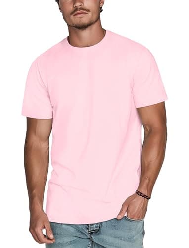 Tshirt for Men Soft Jersey(Light Pink,XL)