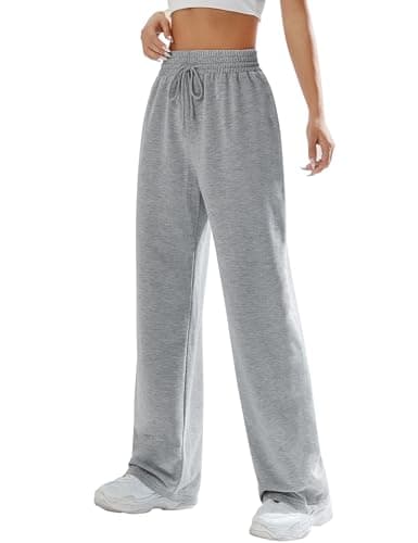 Kiench Teens Girls' Straight Leg Sweatpants High Waisted Baggy Joggers Drawstring US Pants Size 14-16/11-12 Years, Grey