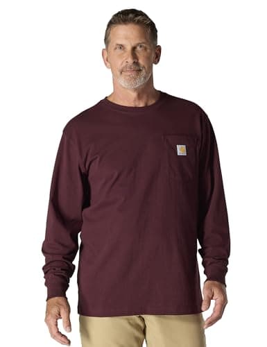 Carhartt Men's Loose Fit Heavyweight Long-Sleeve Pocket T-Shirt, Port, REG-L