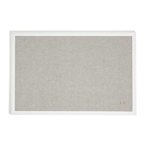 U Brands Farmhouse Linen Bulletin Board, 30"x20", White Wood Style Frame, Includes Push Pins