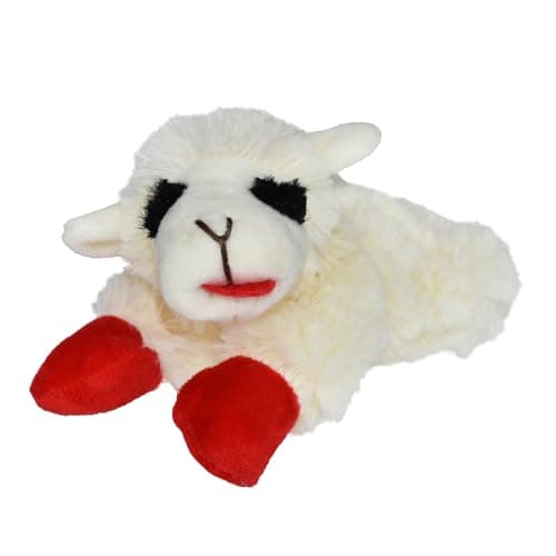 Multipet Lamb Chop Dog Plush Toy - Squeaky Dog Toy for All Dogs - Extra Soft Plush Dog Toy - Stuffed Animal Dog Toy for Cuddling & Playing - Cute Pet Toy (6", Cream)