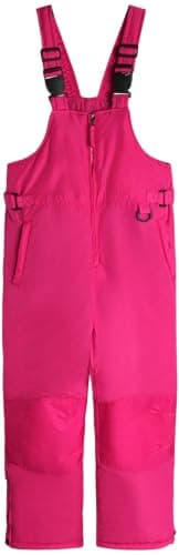Cherokee Kids Snow Bib - Waterproof Insulated Winter Bib Overalls for Girls and Boys with Adjustable Waistband (Sizes: 2T-18), Size 7, Berry