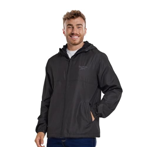 Reebok Rain Jacket Men with Hood, Windbreaker Men Lightweight Waterproof Jacket