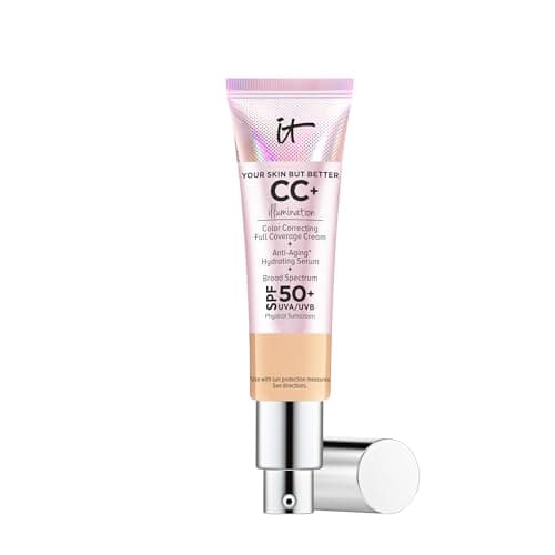 IT Cosmetics CC+ Cream Illumination (Medium) - Radiant Full Coverage Foundation With SPF 50+, Color Corrector & Hydrating Anti-Aging Serum, Hydrolyzed Collagen + Peptides - 1.08 fl oz