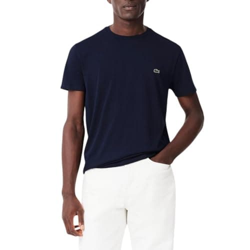 Lacoste Men's Crew Neck Short Sleeve Regular Fit Classic T-Shirt, Navy Blue, Small