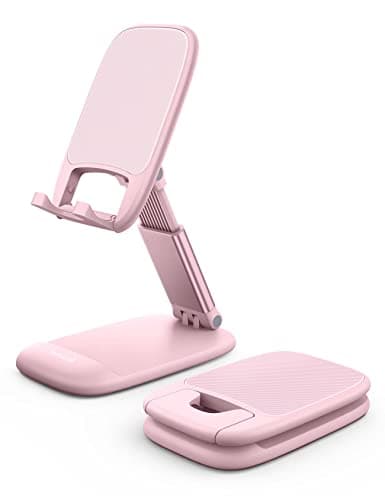 Lamicall Pink Phone Holder, Desk Accessories - Rose Gold Pink Office Cell Phone Holder, Desktop, Office Desks Accessories, Desk Decor for Women, for iPhone, 4-8'' Phone