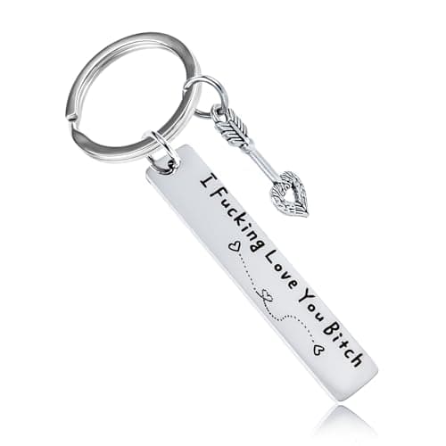 Teniinet Best Friend Keychain for Women, Stainless Steel Key Chain Engrave I Fking Love You Bith Birthday Christmas Friendship Gift for Bestie Best Friends Female Bff