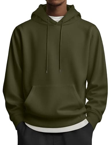COOFANDY Men's Hooded Sweatshirts Long Sleeve Casual Pullover Hoodie with Pocket Army Green Large