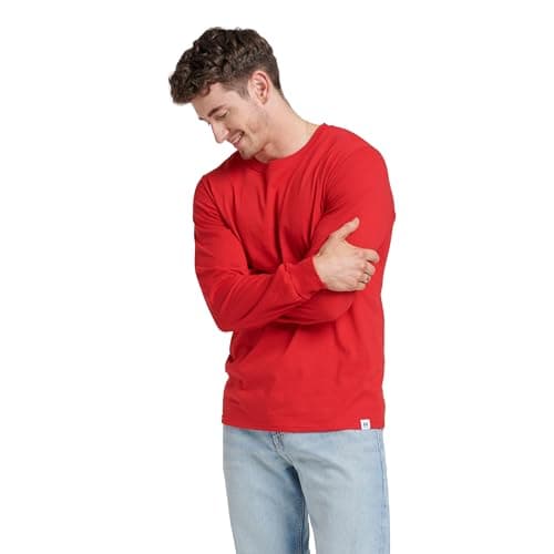Russell Athletic Mens Cotton Performance Long Sleeve T-Shirts T Shirt, True Red, X-Large US