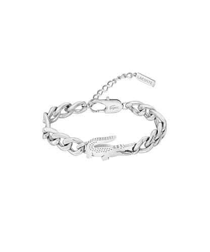 Lacoste Crocodile Chain Bracelet for Men and Women - Stainless Steel Jewelry, Adjustable Design - Iconic Style, Striking Collection - Gift for Him or Her