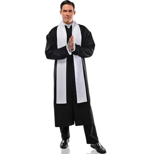 Amscan Priest Halloween Costume for Men, Standard (40-42), with Robe, Collar and Stole