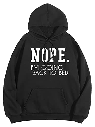 SHENHE Women's Oversized Hoodies Letter Print Long Sleeve Fleece Pullover Sweatshirts Black Large