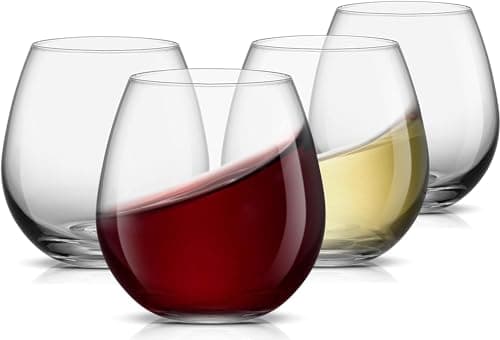 JoyJolt Spirits Stemless Wine Glasses for Red or White Wine (Set of 4)-15-Ounces