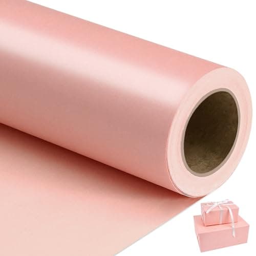 NESCCI Pink Matte Wrapping Paper,Solid Color Pearly-Lustre Paper,Gift Wrapping Paper,Perfect for Wedding,Valentine's Day,Birthday,Christmas,Baby Shower,DIY Bouquet (17 Inches X 32.8 Feet)